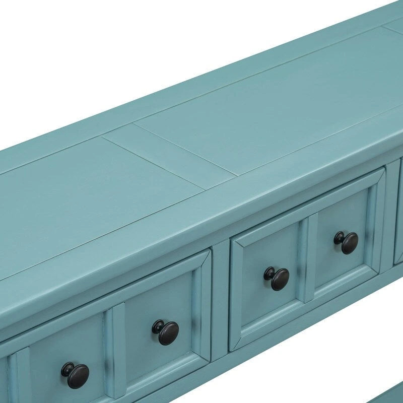 Rustic Entryway Console Table, 60 Long Sofa Table with two Different Size Drawers and Bottom Shelf for Storage