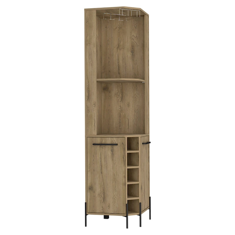 Corner Bar Cabinet for Kitchen, Dining Room,Living Room, Aged Oak