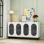 Grondin Modern Minimalist Wooden Sideboard Buffet Storage Cabinet with 4 Acrylic Doors and Interior Adjustable Shelves
