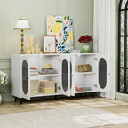 Grondin Modern Minimalist Wooden Sideboard Buffet Storage Cabinet with 4 Acrylic Doors and Interior Adjustable Shelves