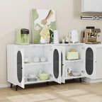 Grondin Modern Minimalist Wooden Sideboard Buffet Storage Cabinet with 4 Acrylic Doors and Interior Adjustable Shelves