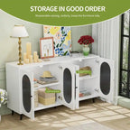 Grondin Modern Minimalist Wooden Sideboard Buffet Storage Cabinet with 4 Acrylic Doors and Interior Adjustable Shelves
