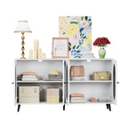 Grondin Modern Minimalist Wooden Sideboard Buffet Storage Cabinet with 4 Acrylic Doors and Interior Adjustable Shelves