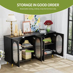 Grondin Modern Minimalist Wooden Sideboard Buffet Storage Cabinet with 4 Acrylic Doors and Interior Adjustable Shelves