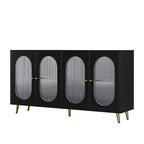 Grondin Modern Minimalist Wooden Sideboard Buffet Storage Cabinet with 4 Acrylic Doors and Interior Adjustable Shelves