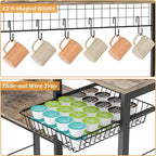 Coffee Bar Cabinet Large Farmhouse Coffee Station - 35.8D x 15.5W x 69.2H