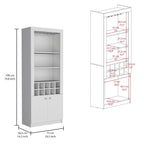 74Tall 4-Tier Modern Bar Cabinet with Glass Holder Stemware Rack,Wine Cabinet,Liquor Cabinet,10 Bottle Cubbies and 4 Shelves