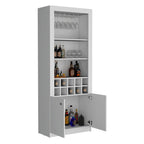 74Tall 4-Tier Modern Bar Cabinet with Glass Holder Stemware Rack,Wine Cabinet,Liquor Cabinet,10 Bottle Cubbies and 4 Shelves