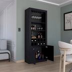 74Tall 4-Tier Modern Bar Cabinet with Glass Holder Stemware Rack,Wine Cabinet,Liquor Cabinet,10 Bottle Cubbies and 4 Shelves