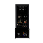 74Tall 4-Tier Modern Bar Cabinet with Glass Holder Stemware Rack,Wine Cabinet,Liquor Cabinet,10 Bottle Cubbies and 4 Shelves