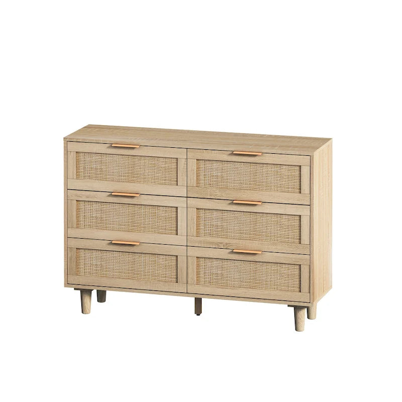 43.316-Drawers Rattan Storage Cabinet Rattan Drawer,for Bedroom,Living Room,Natural