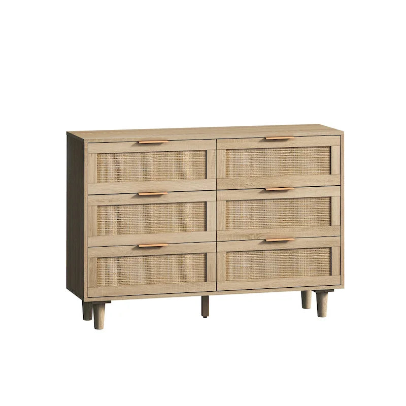 43.316-Drawers Rattan Storage Cabinet Rattan Drawer,for Bedroom,Living Room,Natural