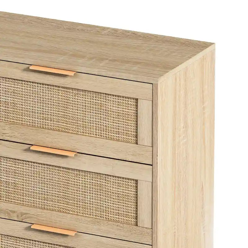 43.316-Drawers Rattan Storage Cabinet Rattan Drawer,for Bedroom,Living Room,Natural