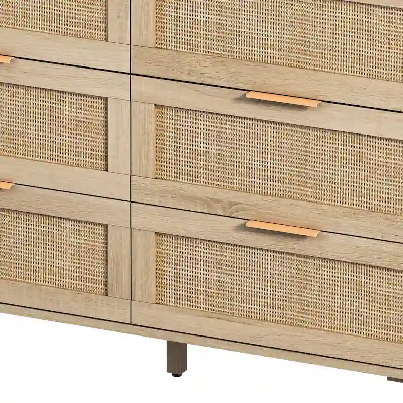 43.316-Drawers Rattan Storage Cabinet Rattan Drawer,for Bedroom,Living Room,Natural