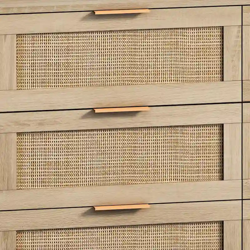 43.316-Drawers Rattan Storage Cabinet Rattan Drawer,for Bedroom,Living Room,Natural