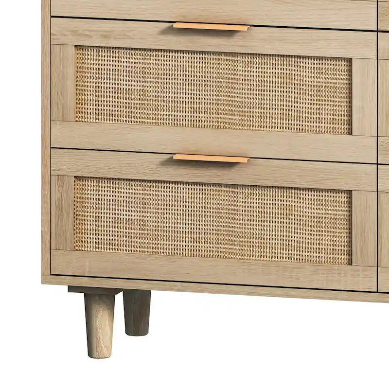 43.316-Drawers Rattan Storage Cabinet Rattan Drawer,for Bedroom,Living Room,Natural