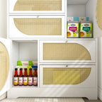 Storage Cabinet with Rattan Doors,Tall Freestanding Hutch Cabinet