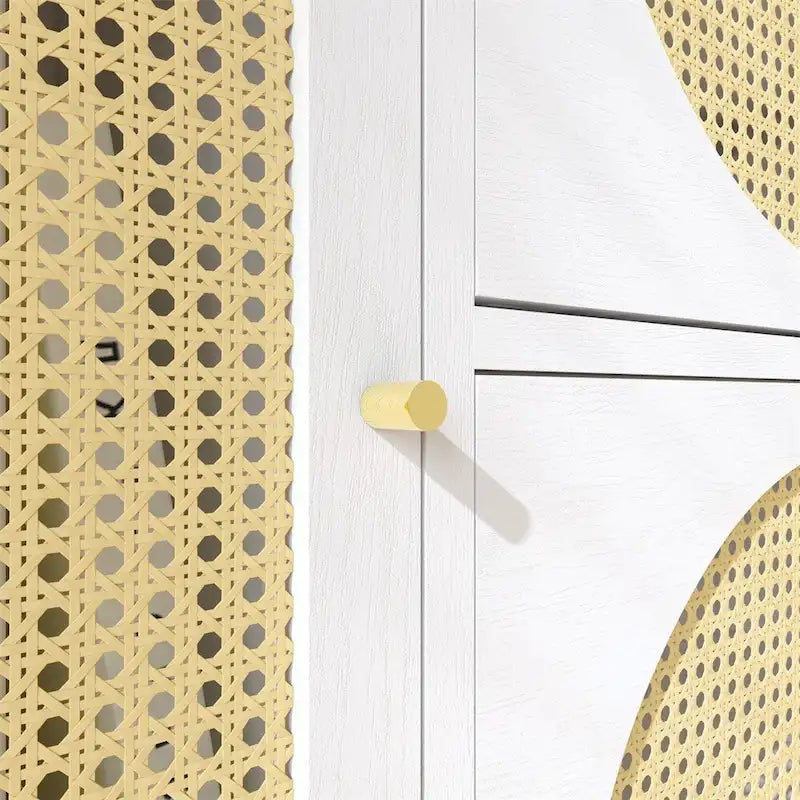 Storage Cabinet with Rattan Doors,Tall Freestanding Hutch Cabinet