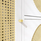 Storage Cabinet with Rattan Doors,Tall Freestanding Hutch Cabinet