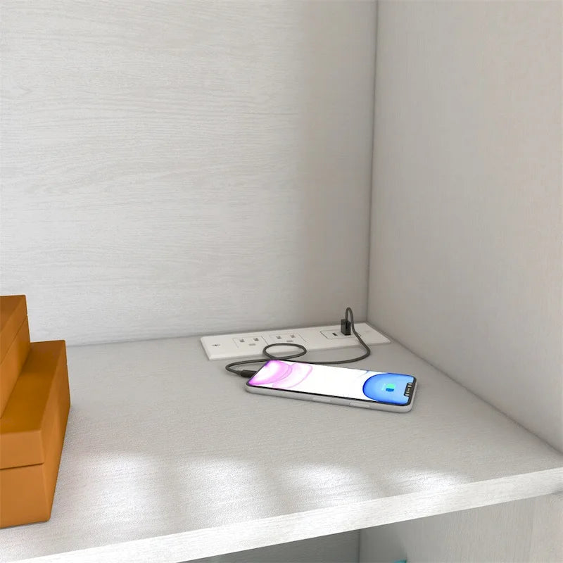 Storage Cabinet with Rattan Doors,Tall Freestanding Hutch Cabinet