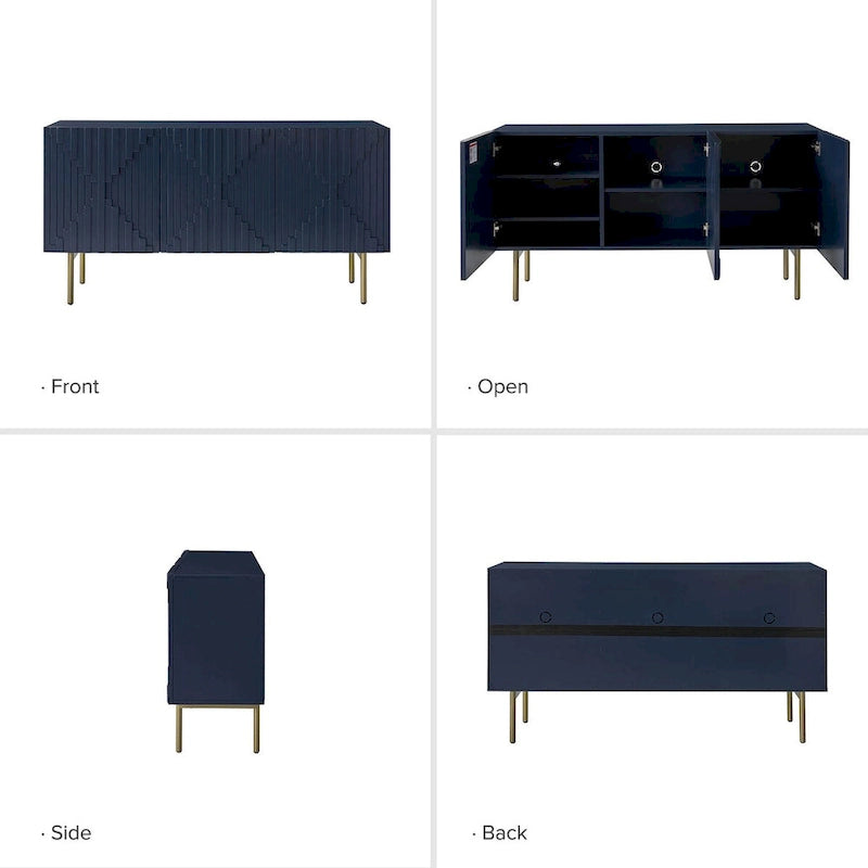 Reginald Modern 58 Wide Sideboard with Cable Management & Adjustable Feet by HULALA HOME