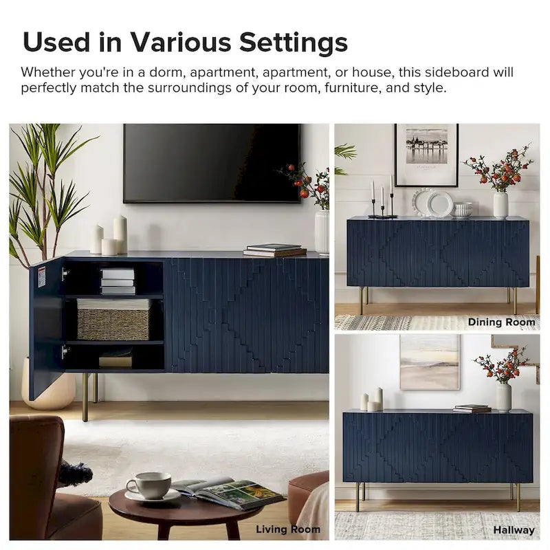 Reginald Modern 58 Wide Sideboard with Cable Management & Adjustable Feet by HULALA HOME