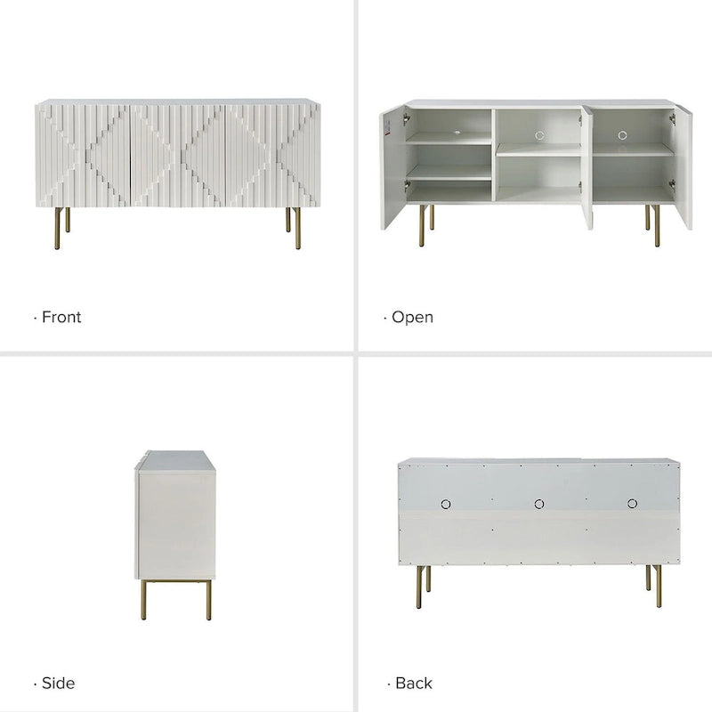 Reginald Modern 58 Wide Sideboard with Cable Management & Adjustable Feet by HULALA HOME