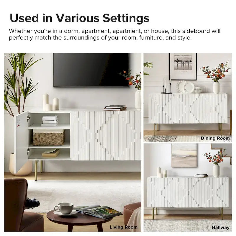 Reginald Modern 58 Wide Sideboard with Cable Management & Adjustable Feet by HULALA HOME