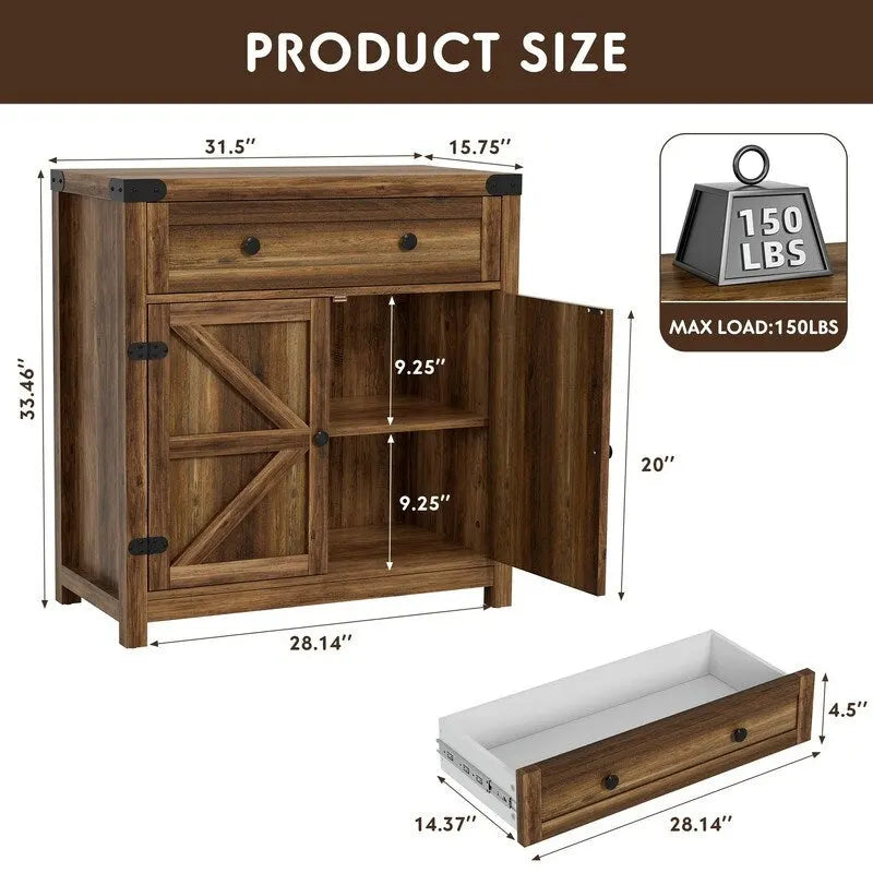 Coffee Bar Accent Cabinet - 15.75D x 31.5W x 33.46H