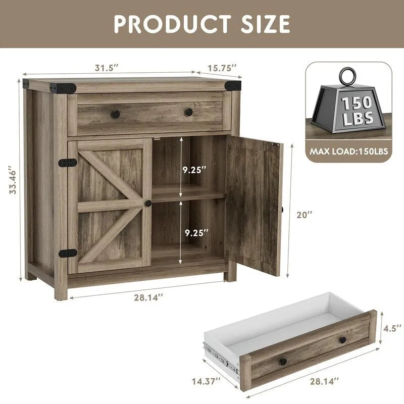 Coffee Bar Accent Cabinet - 15.75D x 31.5W x 33.46H