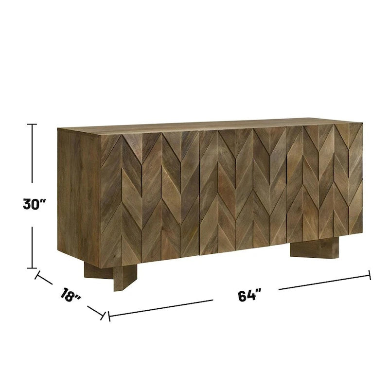 3 Doors Dining Sideboard Server in Mango Brown