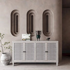 Accent Cabinet 4 Shutter Door Wooden Cabinet Sideboard Buffet Server Cabinet Storage Cabinet, for Living Room, Entryway, Hallway
