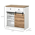 Farmhouse Coffee Bar Cabinet,Barn Door Wine Cabinet,Sideboard Buffet