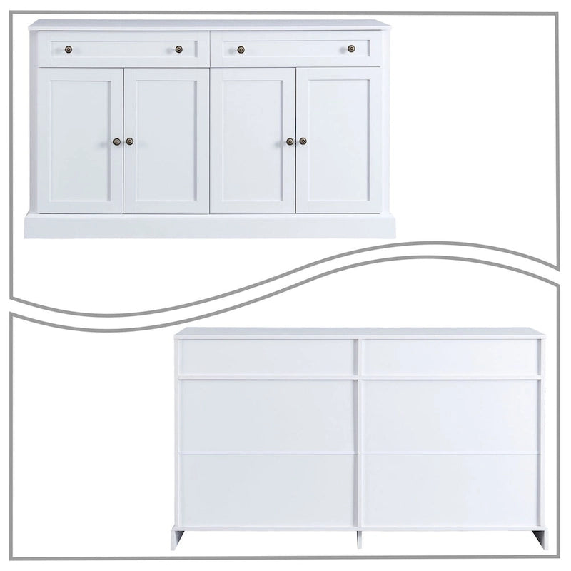 Contemporary Minimalist Wooden Sideboard with 2 Drawers and 2 Cabinets