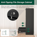 36W 4 Drawer Large Deep Locking Metal Lateral File Cabinet