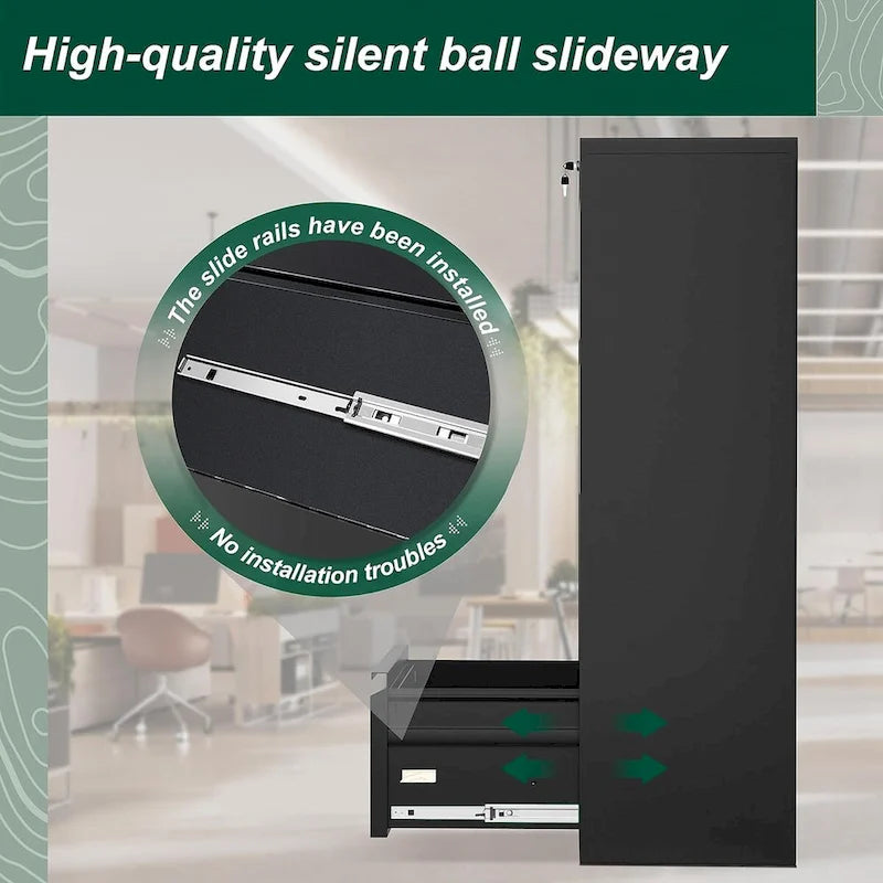 36W 4 Drawer Large Deep Locking Metal Lateral File Cabinet