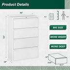36W 4 Drawer Large Deep Locking Metal Lateral File Cabinet