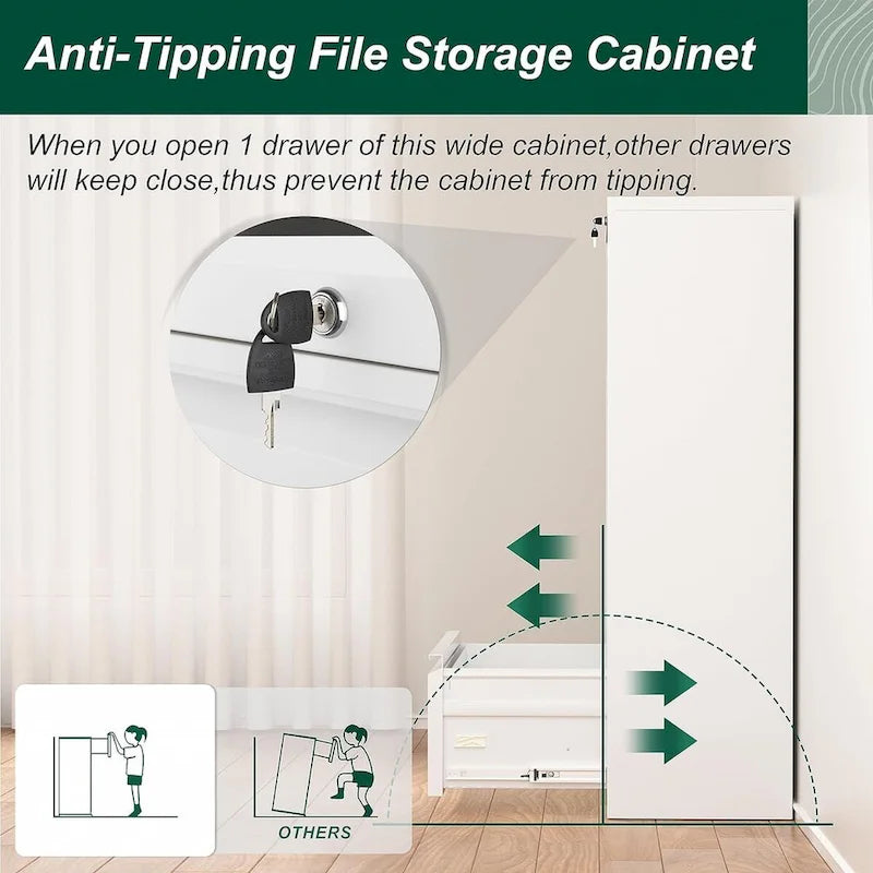 36W 4 Drawer Large Deep Locking Metal Lateral File Cabinet