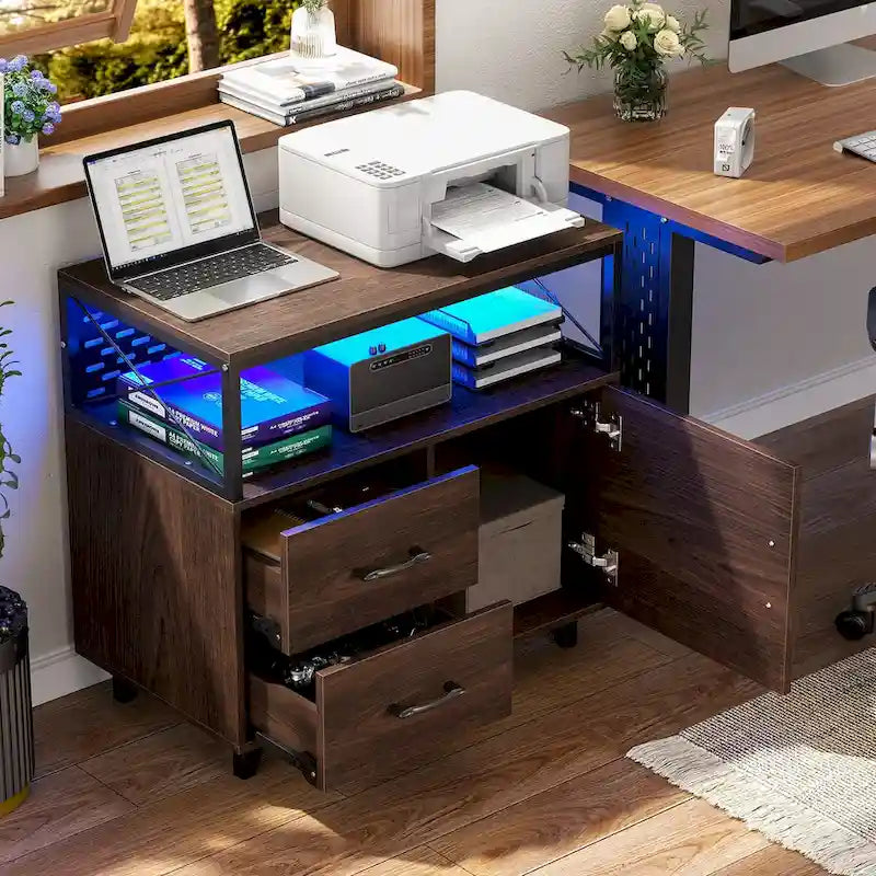 Sideboard Buffet Storage File Cabinet with Drawers and USB Port