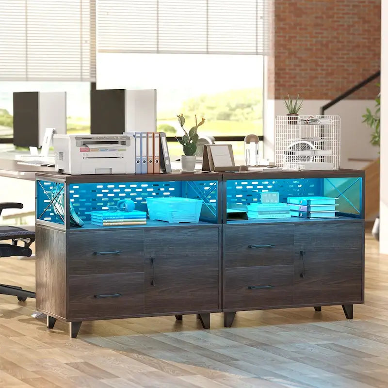 Sideboard Buffet Storage File Cabinet with Drawers and USB Port