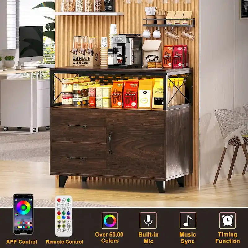 Sideboard Buffet Storage File Cabinet with Drawers and USB Port