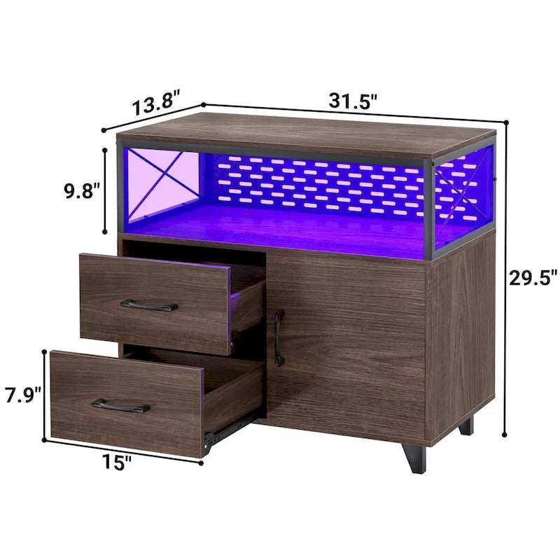 Sideboard Buffet Storage File Cabinet with Drawers and USB Port