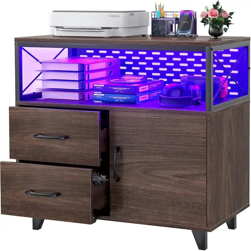 Sideboard Buffet Storage File Cabinet with Drawers and USB Port