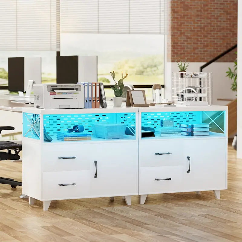 Sideboard Buffet Storage File Cabinet with Drawers and USB Port