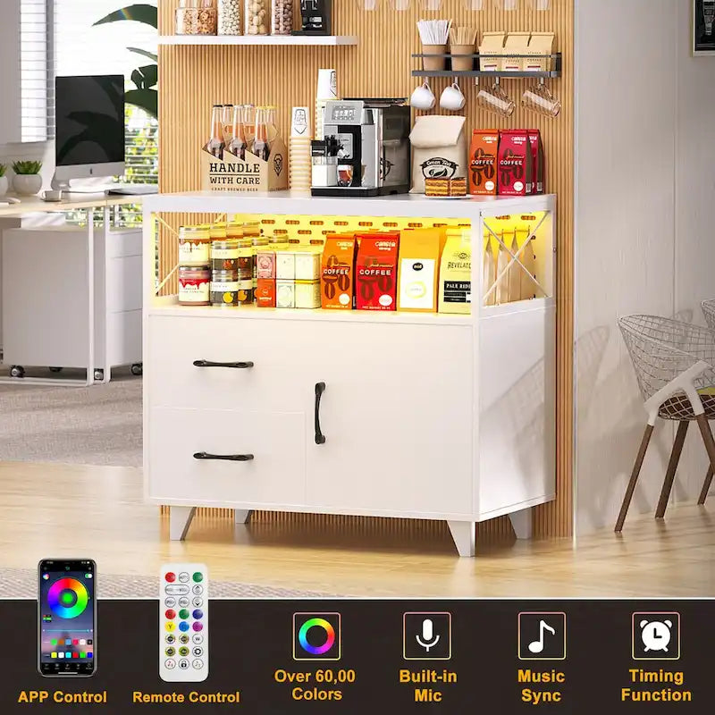 Sideboard Buffet Storage File Cabinet with Drawers and USB Port