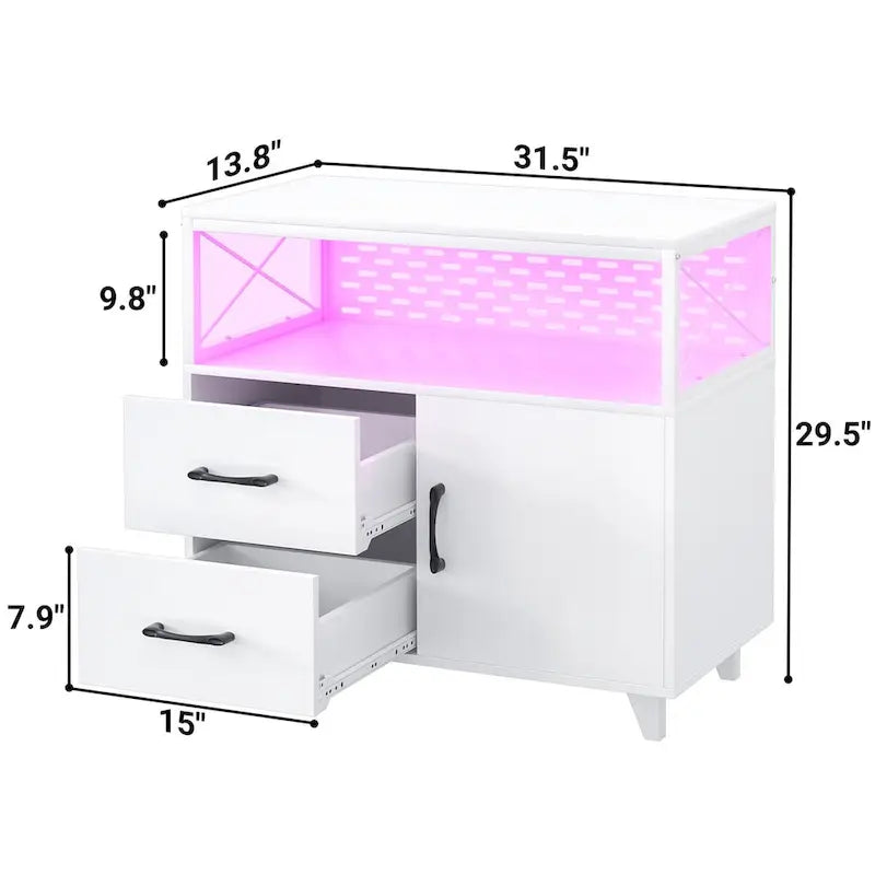 Sideboard Buffet Storage File Cabinet with Drawers and USB Port