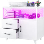Sideboard Buffet Storage File Cabinet with Drawers and USB Port