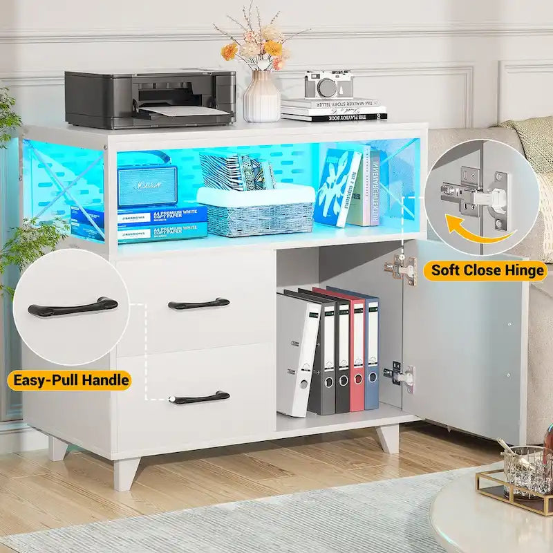 Sideboard Buffet Storage File Cabinet with Drawers and USB Port