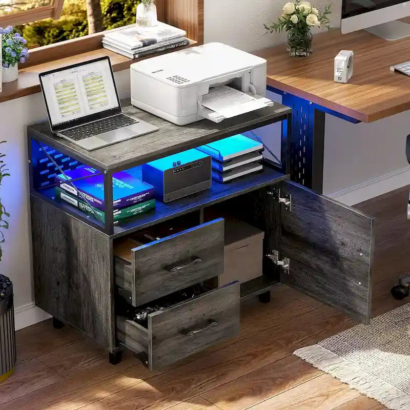 Sideboard Buffet Storage File Cabinet with Drawers and USB Port