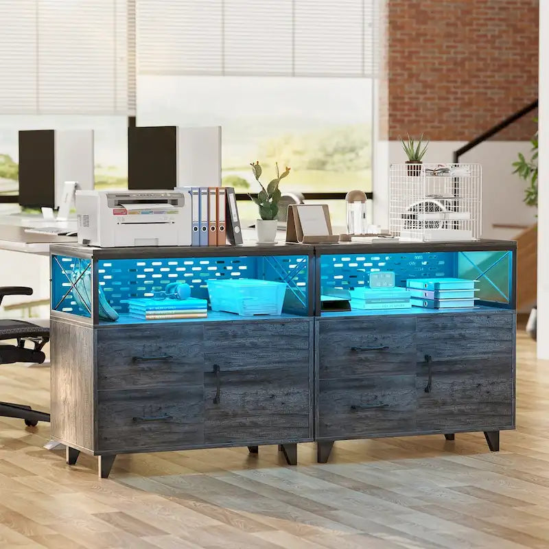 Sideboard Buffet Storage File Cabinet with Drawers and USB Port